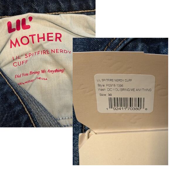 MOTHER Petite Lil' Spitfire Nerdy Cuff Jeans Did You Bring Me Anything 30P NWT - Picture 6 of 7